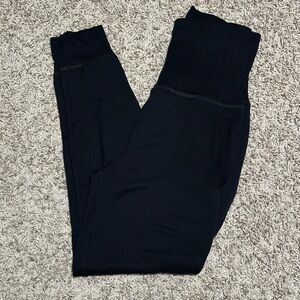 Beyond Yoga Cozy Fleece Foldover Sweatpant in Black Size Small